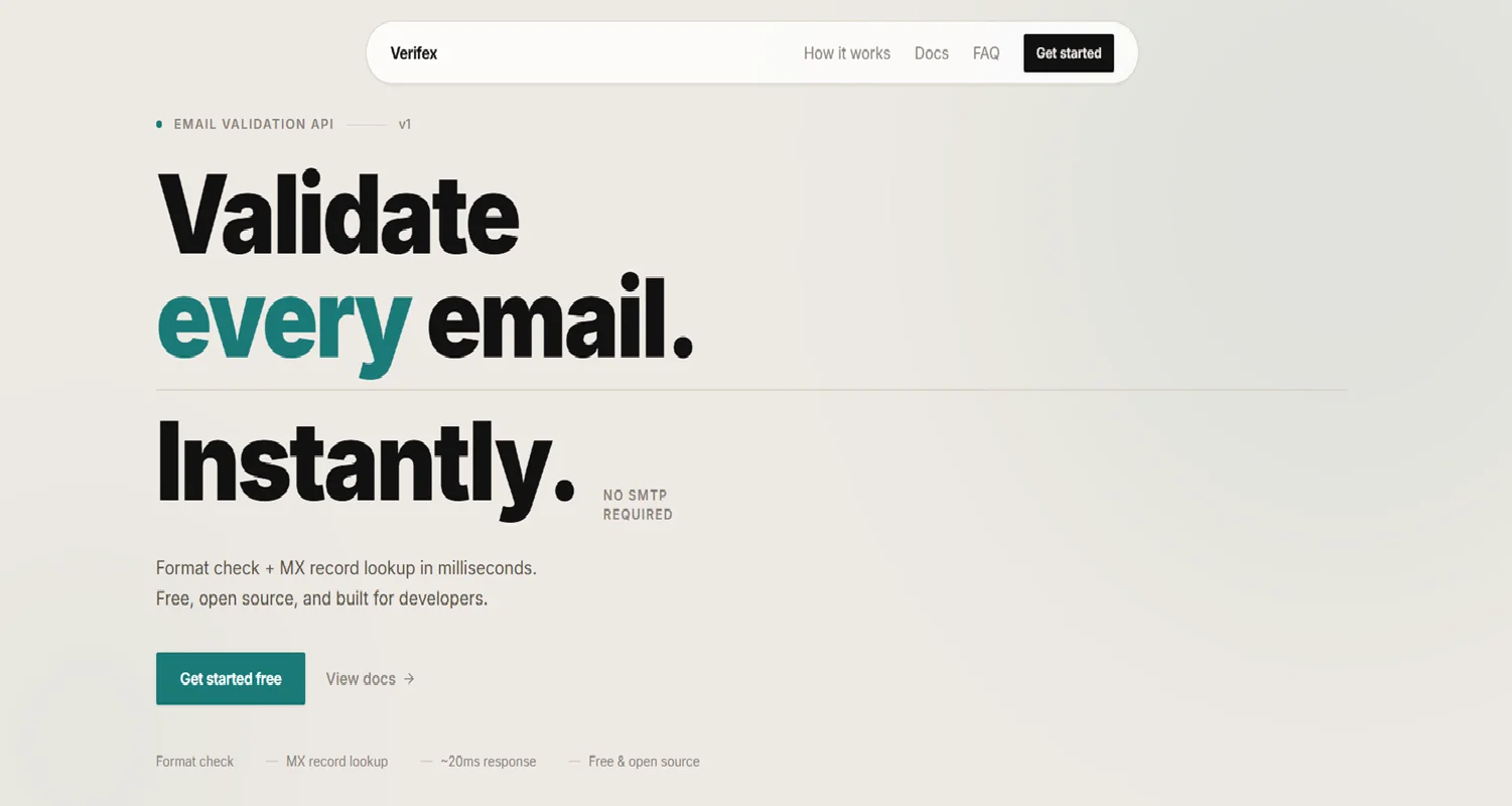 Verifex email validation SaaS dashboard