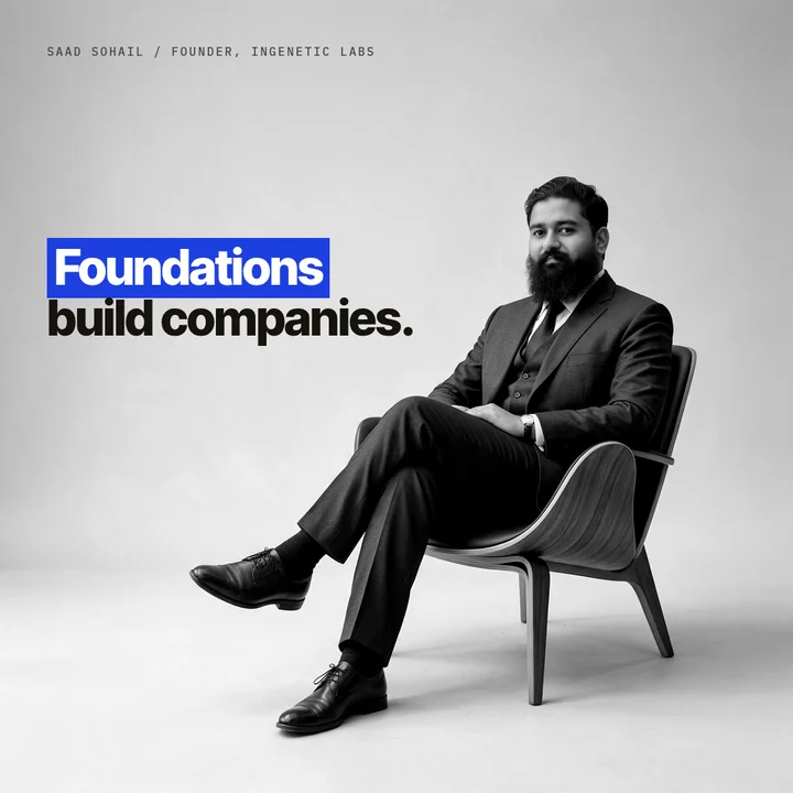 Founder portrait post: "Foundations build companies."