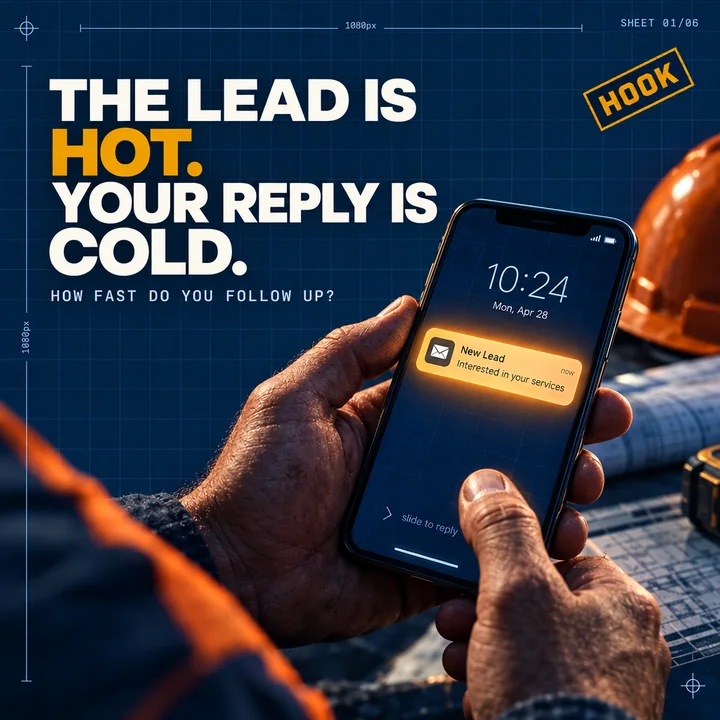 Concrete sub-brand post: "The lead is hot. Your reply is cold."