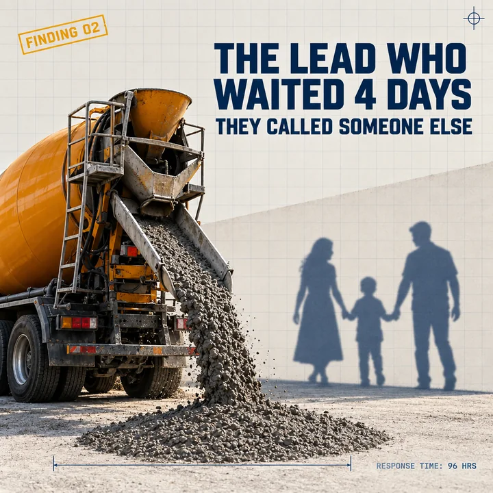 Concrete sub-brand post: "The lead who waited 4 days called someone else."