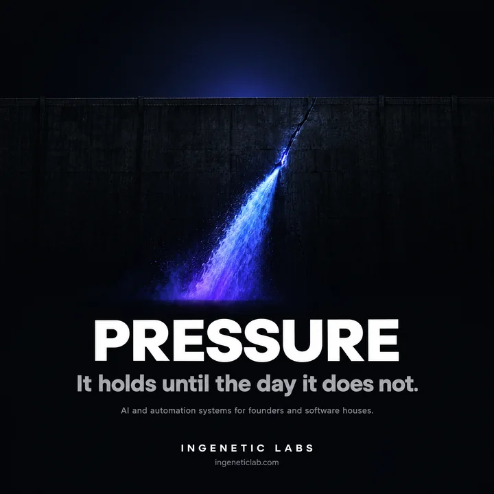 Company page post: "Pressure. It holds until the day it does not."